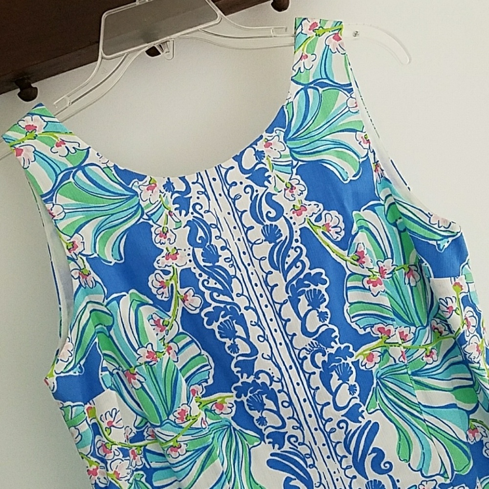 Lilly Pulitzer Blue and Green Floral Midi Dress